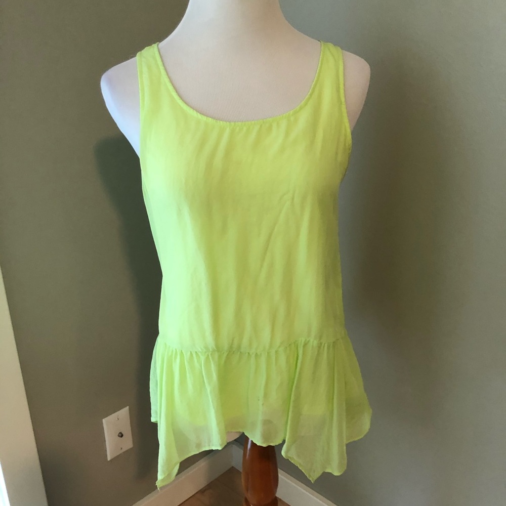 Express Chartreuse Flowy Peplum Tank